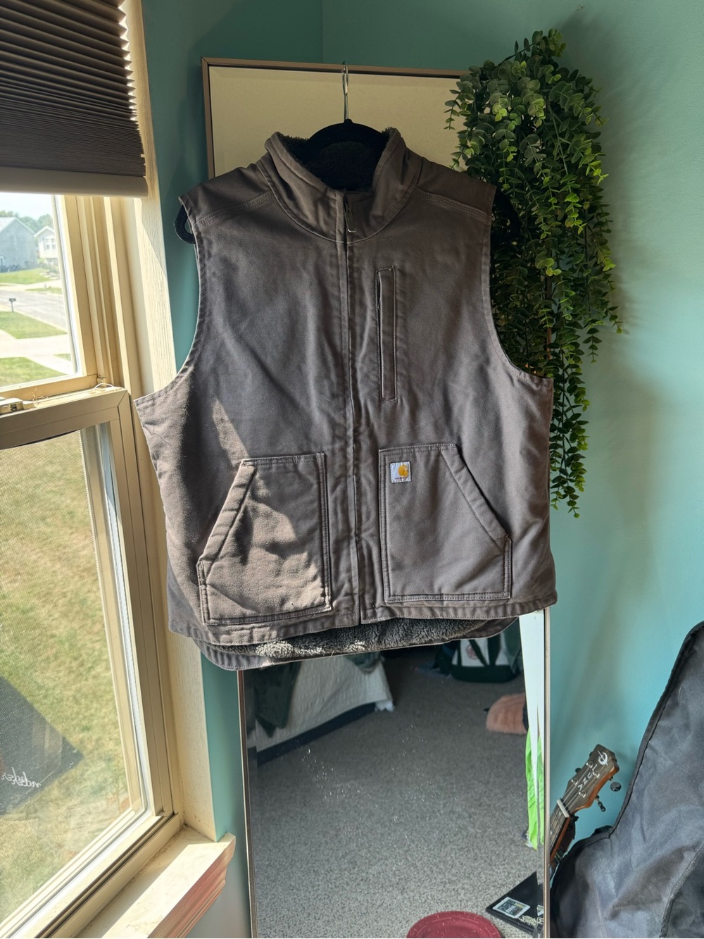 Carhartt Grey/Purple Insulated Work Vest with Sherpa Lining
